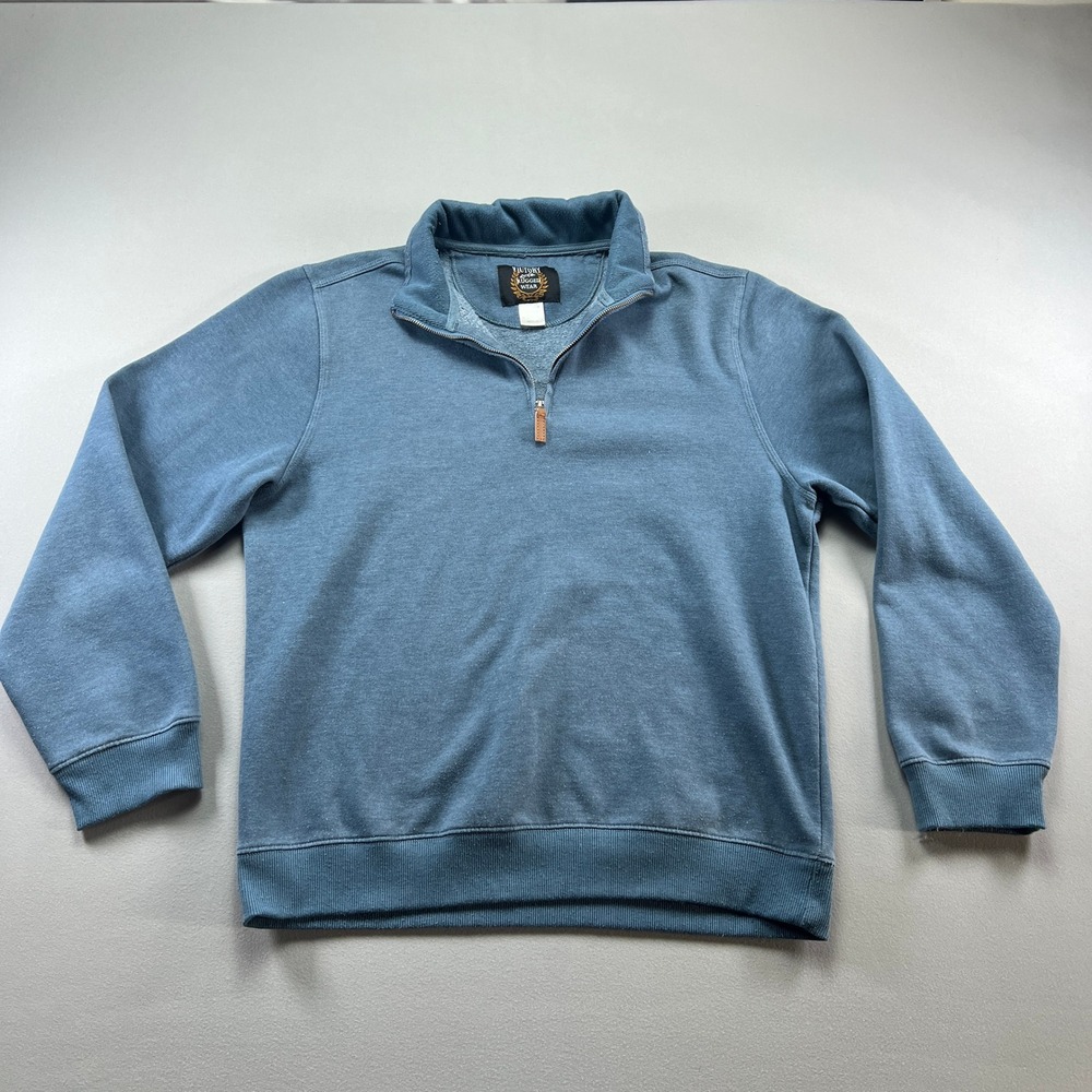 Victory Rugged Wear Sweatshirt Mens M Blue Fleece Lined Mock Neck Quarter Zip